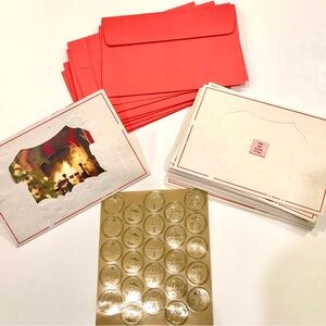15 Christmas Photo Frame Cards, with Envelopes and Christmas Themed Golden Seals